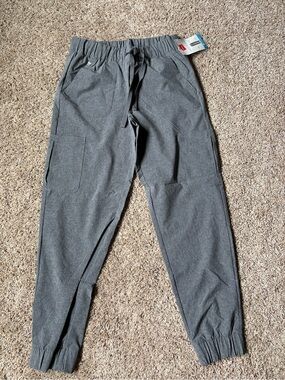 Hanes Comfort Heather Gray Scrub Pants with Subtle Texture